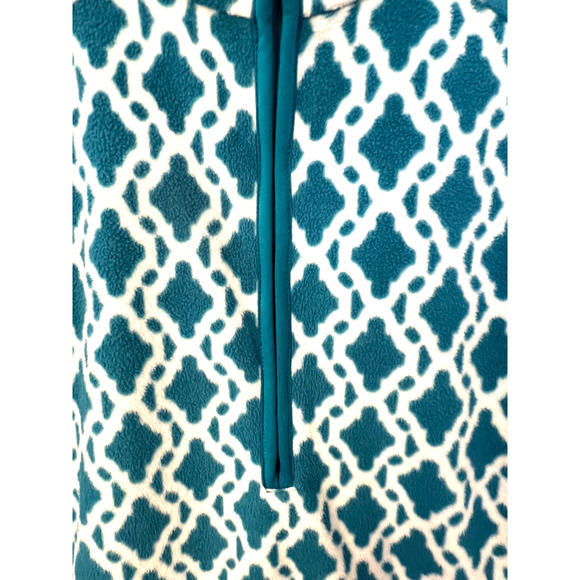 Lands End Fleece Pullover Womens Size L Blue White Diamond 1/4 Zip Long Sleeve - Picture 4 of 8